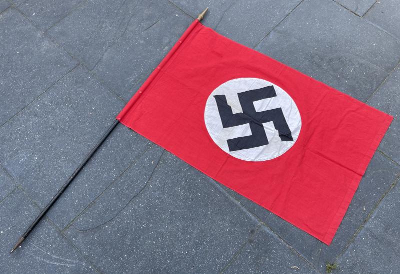 Third Reich Swastika Flag on original Flag Stick