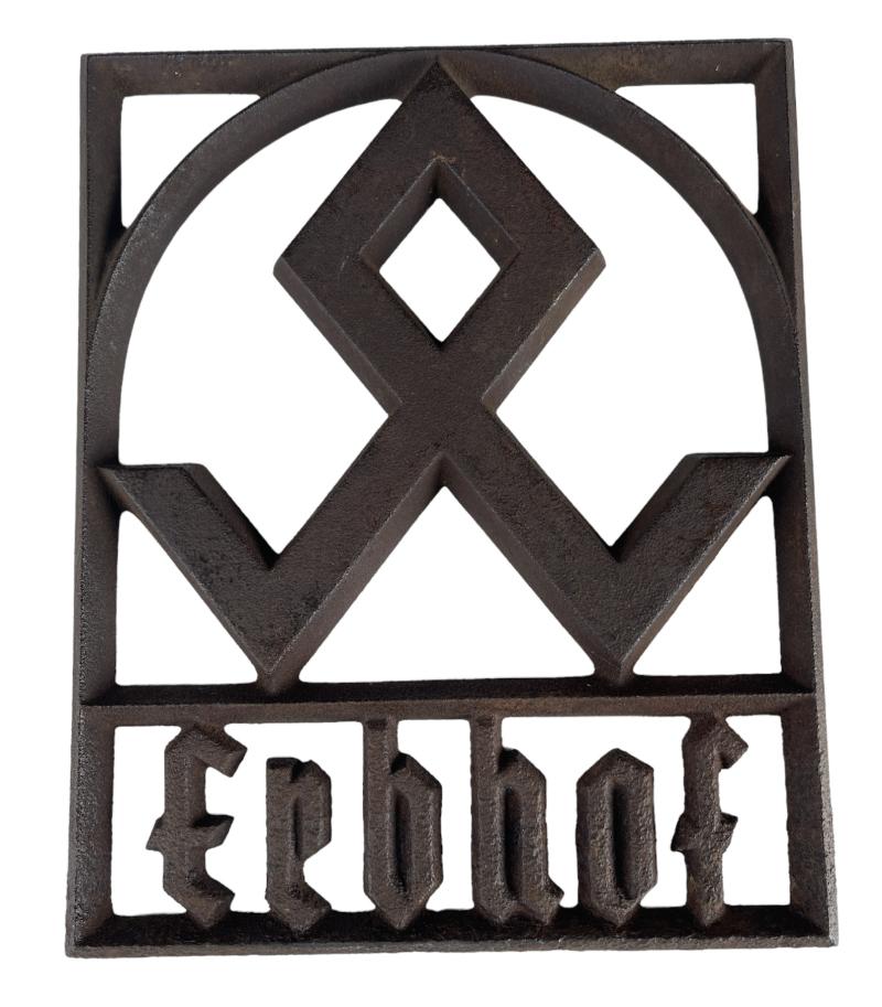 Rare original cast iron Reichsnährstand 'Erbhof' Sign