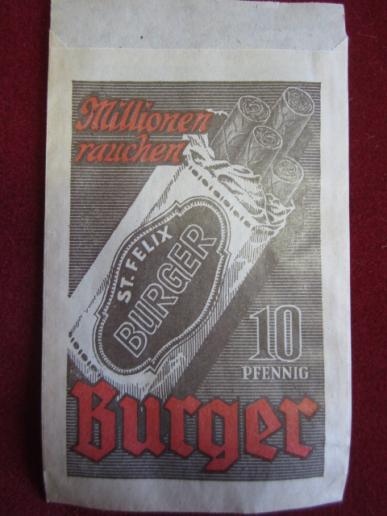 Burger Tobacco paper bag Rossli 10 Pf.