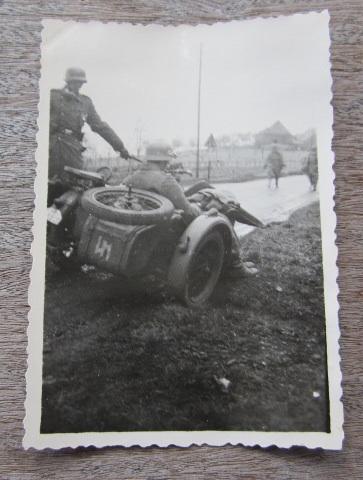 SS Photograph of Waffen SS Soldiers with BMW R12