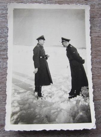 SS Photograph SS NCO and SS Officer in the snow 