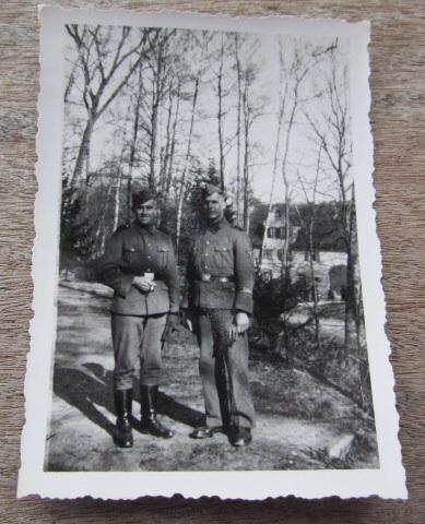 SS Photograph with two SS VT Soldiers smoking a Cigarette 