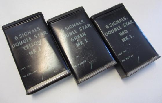 3 British WW2 metal Flare Boxes 