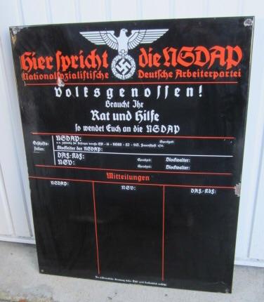 NSDAP Enamel Information Board