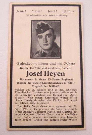 WaffenSS Death Notice