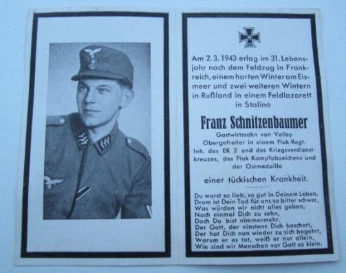 Luftwaffe Death Notice