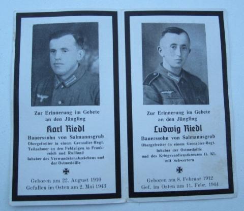 Death Notice of two Brothers in the Wehrmacht 