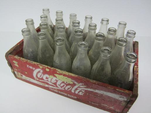 Coca Cola Crate with 24 glass bottles