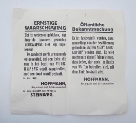 German/Dutch Placard 