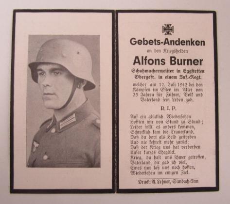 Death Notice Wehrmacht Soldier