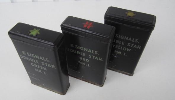 3 British/Canadian metal Flare Containers For