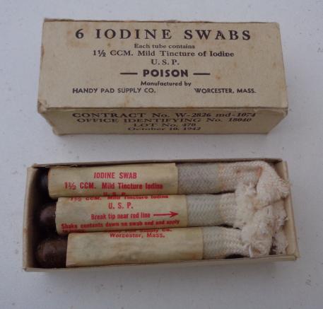 US WW2 Iodine Swabs in original carton