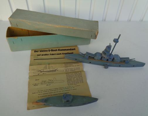 Fantastic wooden game with a U-Boot which can Destroy a Battle Ship