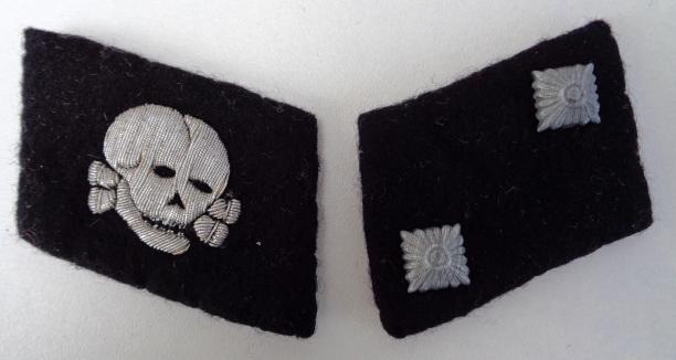 WaffenSS Totenkopf Oberscharfuhrer Collar Tabs