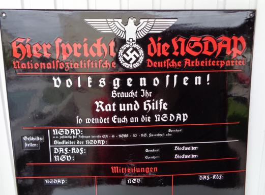 NSDAP Enamel Information Board