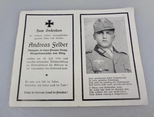 Wehrmacht Death Notice