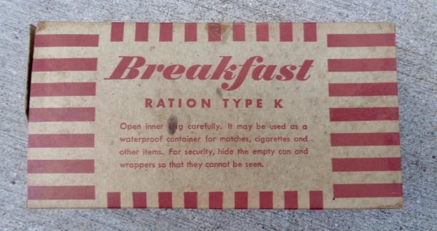 US WW2 K type Ration Breakfast