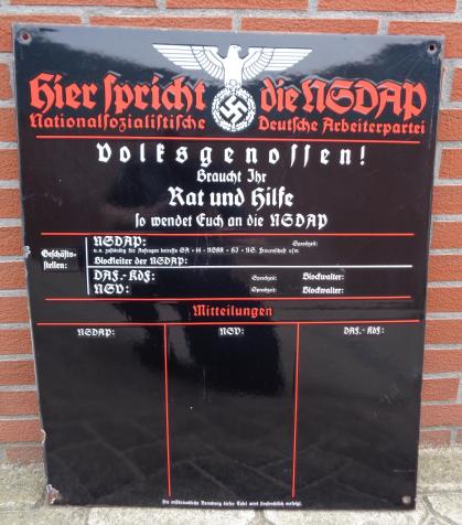 NSDAP Enamel Information Board