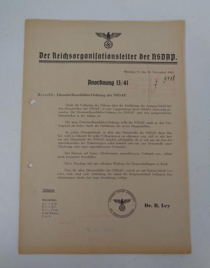 NSDAP Decree for Enamel NSDAP Signs