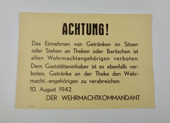 Wehrmacht Warning Sign for Wehrmacht Soldiers