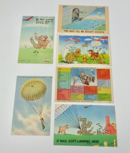 6 US WW2 Paratrooper Jumpschool Postcards