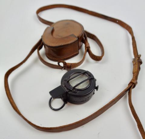 British WW2 Officers Compass in leather Pouch