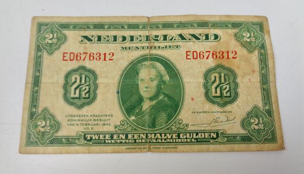 Dutch War-time two and a half Guilders note