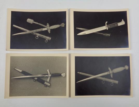 4 Third Reich Postcards with Edged Weapons