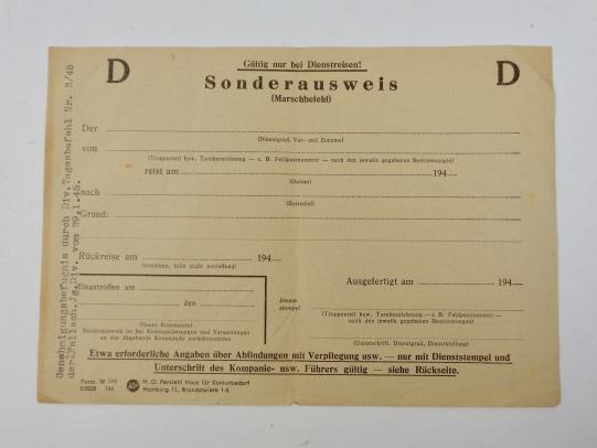 Luftwaffe Special Travel ID (Sonderausweis)