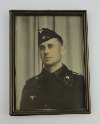 Framed Photograph Wehrmacht Panzer Soldier