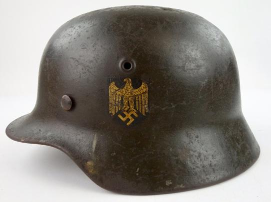 Wehrmacht M40 SD Helmet with Battle Damage