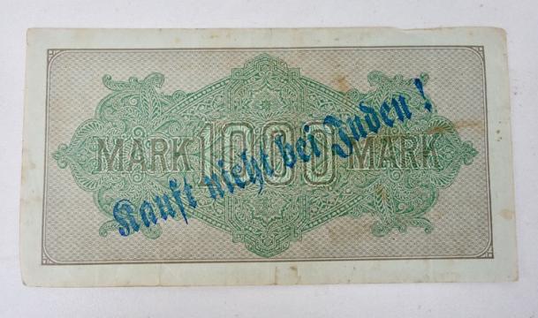 Third Reich Reichsmark Bank Note with anti Jew print