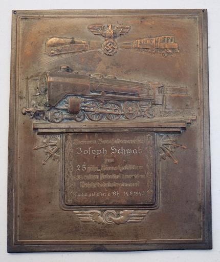 Nice messing Plaque for 25 years in the Reichsbahn