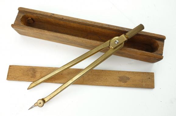 RAF Ruler/Compass in wooden case