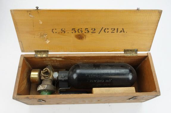 British RAF Oxygen Bottle in wooden Case