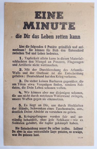 Allied Propaganda Flyer to the German Soldiers