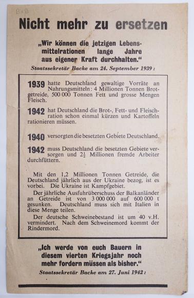 IMCS Militaria | Allied Propaganda Flyer about Food Scarcity in Germany