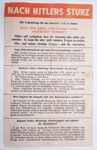 Allied Propaganda Flyer After the Defeat of Germany