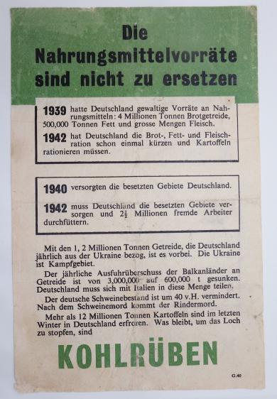 Allied Propaganda Flyer about food supplies in Germany