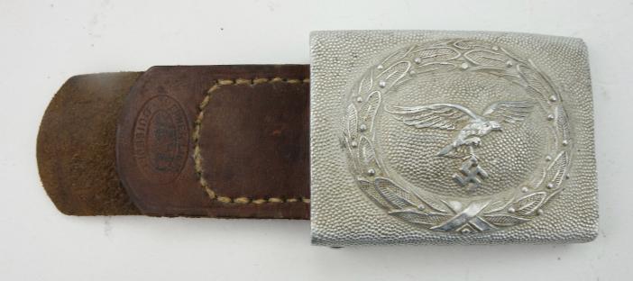 Luftwaffe Aluminum Belt Buckle with leather Tab