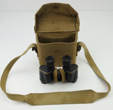 British Binoculars in Webbing Pouch