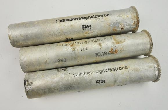 3 Wehrmacht empty Parachute Flare Shells (Red)