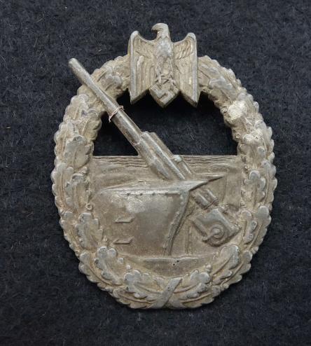 Kriegsmarine Costal Artillery Badge without needle