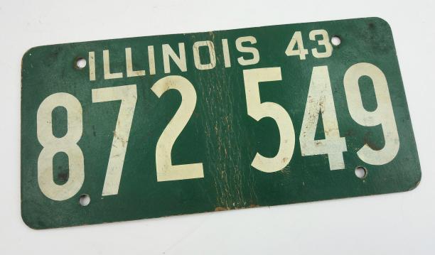 US WW2 Wartime Licenses Plate 1943