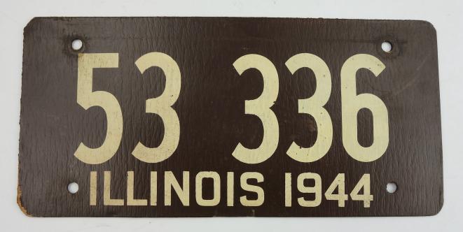 US WW2 Wartime Licenses Plate 19444