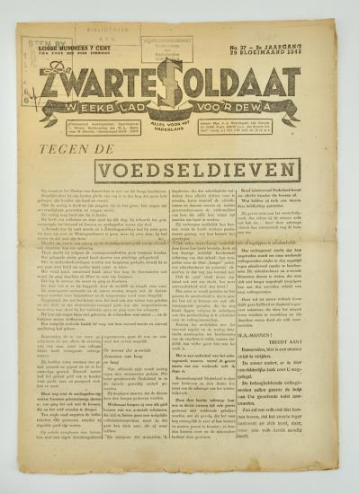 Dutch NSB Newspaper De Zwarte Soldaat