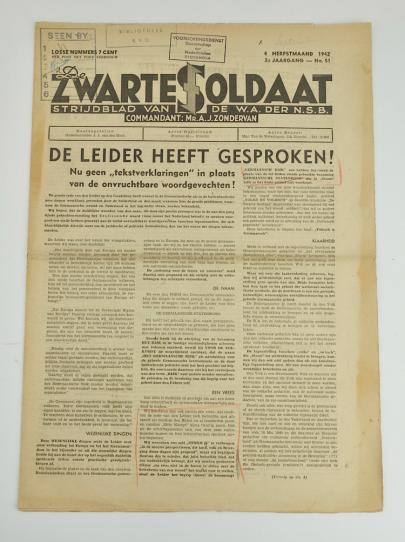 Dutch NSB Newspaper De Zwarte Soldaat