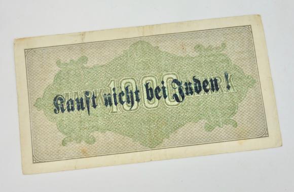 Third Reich Reichsmark Bank Note with anti Jew print