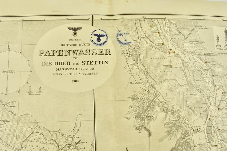 Kriegsmarine Map of Papenwasser und die Oder bis Stettin