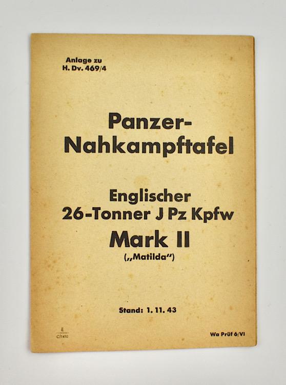 Panzer Nahkampftafel Englischer J Pz Kpfw Mark 2